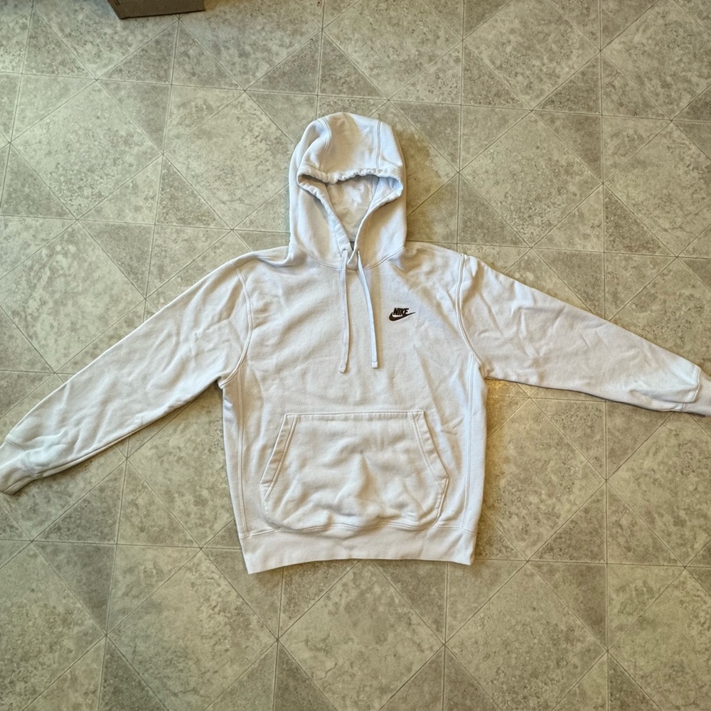 Nike White Activewear Sweatshirt with Brown Nike Logo